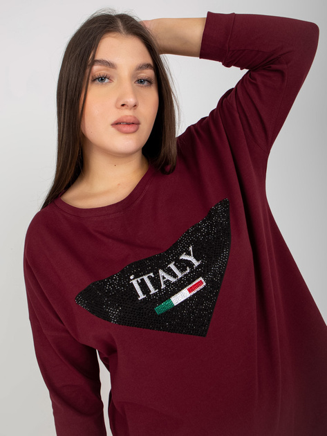 Hurt Śliwkowa bluzka plus size z rękawem 3/4