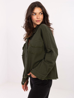 Khaki jeansowa kurtka o kroju oversize RUE PARIS