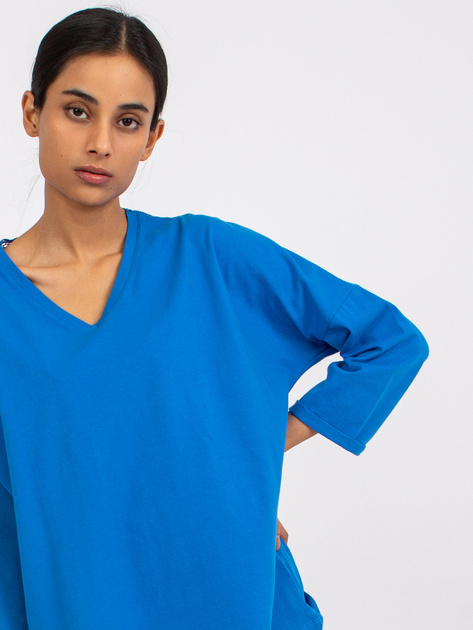 Ciemnoniebieska bluzka bawełniana z koronką Sylvie RUE PARIS