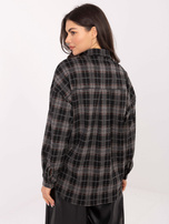 Czarna damska koszula z odpinaną broszką 