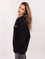 Czarno-zielona bluza z okrągłym dekoltem RUE PARIS 