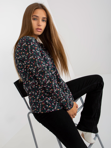 Hurt Ciemnoniebieska bluzka w kwiaty z wiskozy