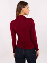 Bordowa bluzka z długim rękawem RUE PARIS 