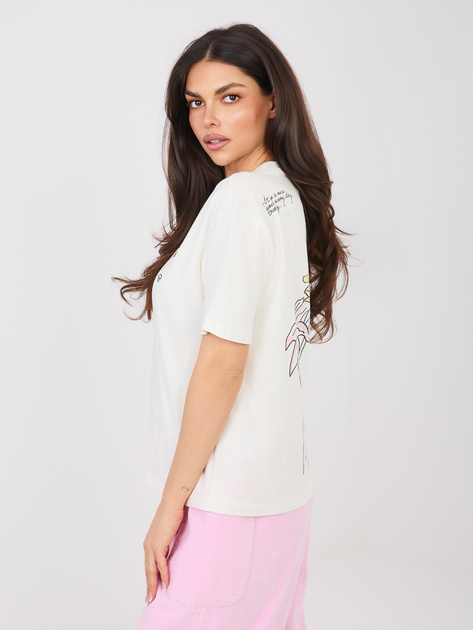 Biały damski t-shirt z nadrukiem na plecach SUBLEVEL