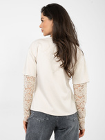 Beżowa damska bluzka z imitacją t-shirtu