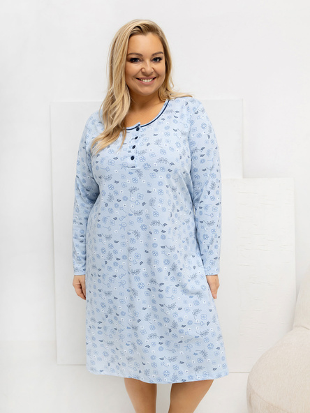 Jasnoniebieska nocna koszula plus size z bawełny