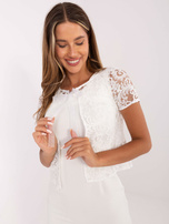 Hurt Ecru elegancka sukienka koktajlowa z bolerkiem