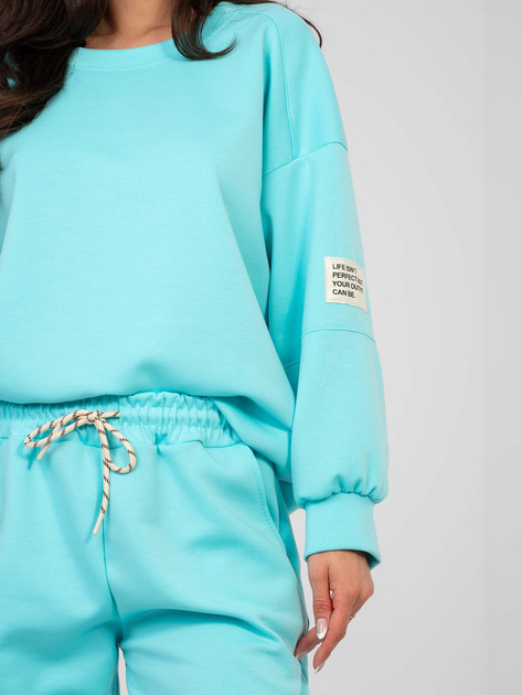 Turkusowy dresowy komplet z bluzą oversize