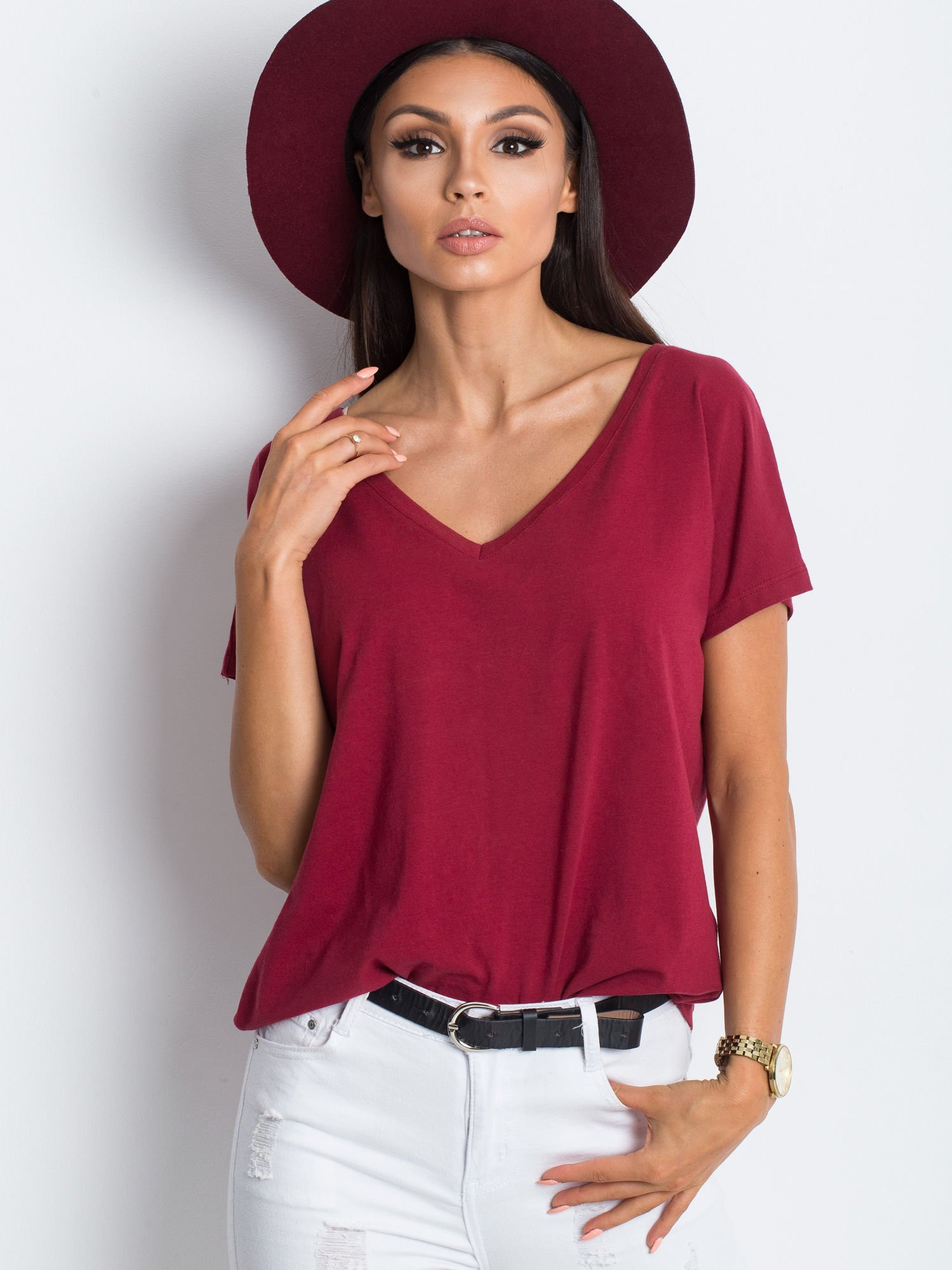 Bordowy t-shirt Emory