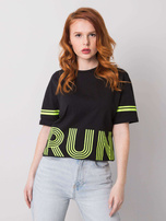 Czarny t-shirt z bawełny Marlene