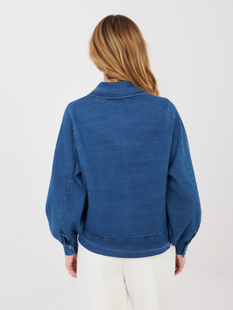 Ciemnoniebieska jeansowa kurtka z kołnierzem RUE PARIS