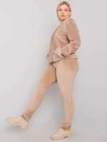 Beżowy welurowy komplet plus size Michell