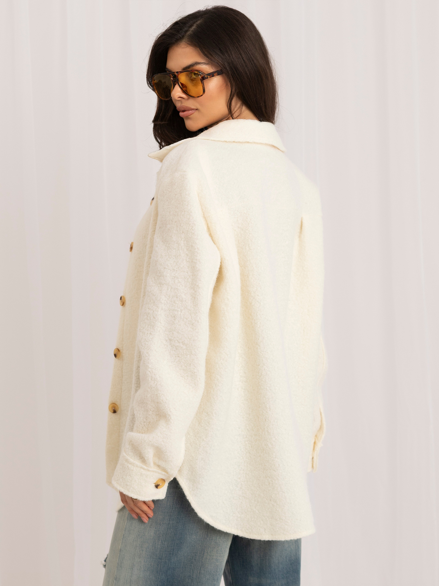 Ecru košilová bunda oversize RUE PARIS.