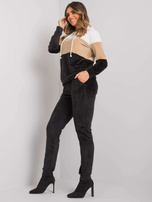 Czarno-biały komplet welurowy ze spodniami Dilva RUE PARIS