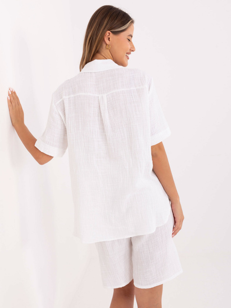 Biały muślinowy komplet z bermudami