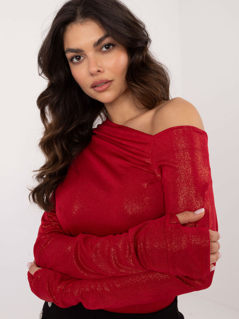 Hurt Czerwona połyskująca bluzka na jedno ramię