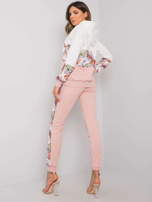 Ecru-różowy komplet dwuczęściowy z bawełny Melanie RUE PARIS