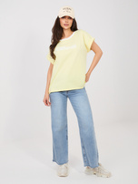 Jasnożółta casualowa bluzka z krótkim rękawem