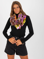 Hurt Brązowo-fioletowa bawełniana chusta we wzory 