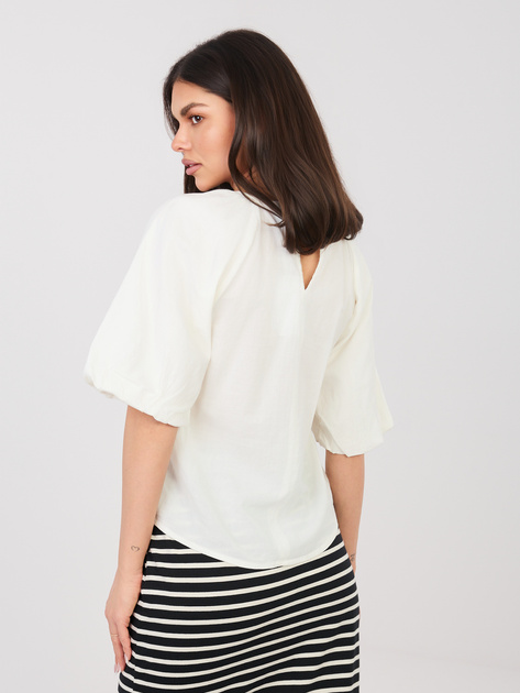 Biała damska bluzka z bufiastym rękawem