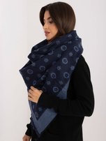 Hurt Granatowo-ciemnoniebieski damski szal z wełną
