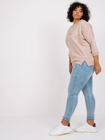Jasnobeżowa bluzka plus size z dżetami Cordelia