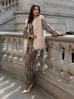 Hurtownia Jasnobeżowa kamizelka damska futrzana