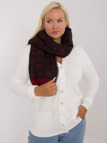 Hurt Czarno-bordowy duży szal damski we wzory