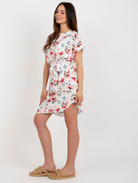 Hurt Biała sukienka w kwiaty z wiskozy RUE PARIS