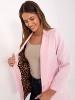 Jasnoróżowa otwarta marynarka bez zapięcia 