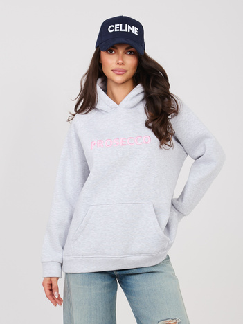 Jasnoszara dresowa bluza oversize z kapturem RUE PARIS 