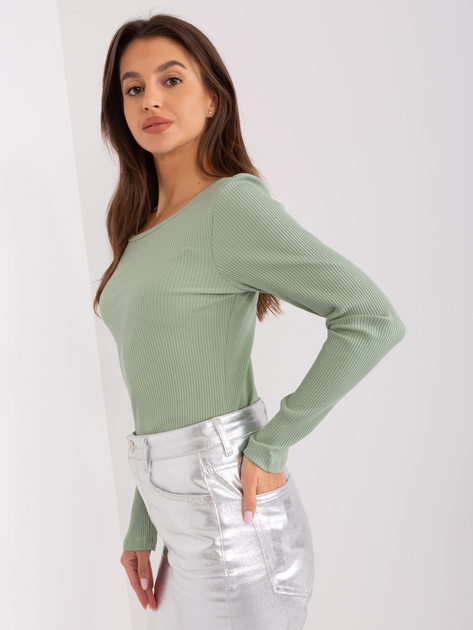 Hurt Pistacjowa bluzka longsleeve basic w prążek