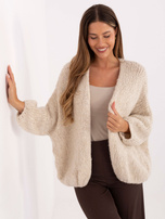 Jasnobeżowy gruby kardigan z domieszką wełny 