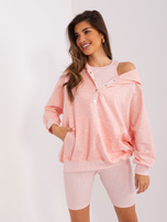 Light pink melange casual set with a sweatshirt.