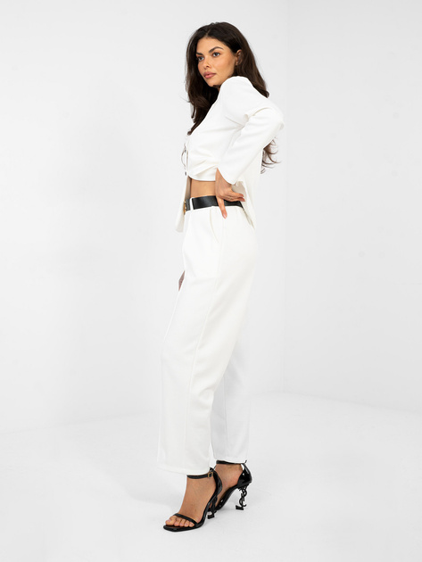 Ecru dresowe spodnie z ozdobnymi przeszyciami