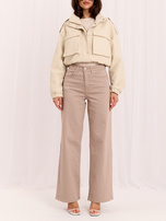 Ciemnobeżowe damskie jeansy wide leg