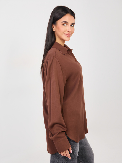 Brązowa damska koszula oversize z kołnierzykiem