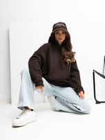 Czekoladowa dresowa bluza basic z kapturem RUE PARIS 