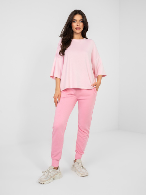 Pastelowa różowa bluzka basic o kroju oversize RUE PARIS