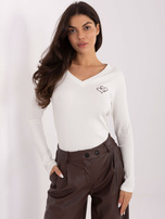 Ecru dopasowana bluzka w prążek RUE PARIS