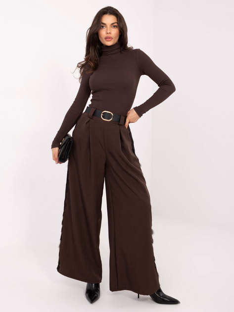 Czekoladowa bluzka basic z golfem RUE PARIS