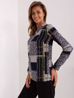 Hurt Granatowa koszula z nadrukiem i kołnierzem