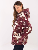 Bordowa pikowana kurtka z kieszeniami 