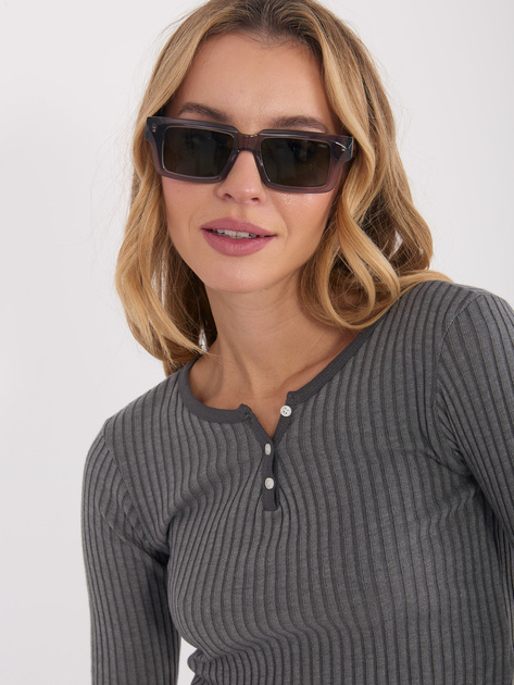 Szara damska bluzka z guzikami przy dekolcie