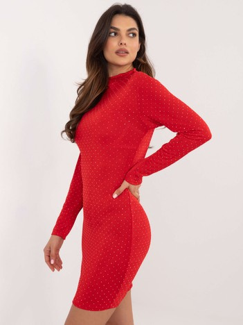 Hurt Czerwona mini sukienka koktajlowa w dżety