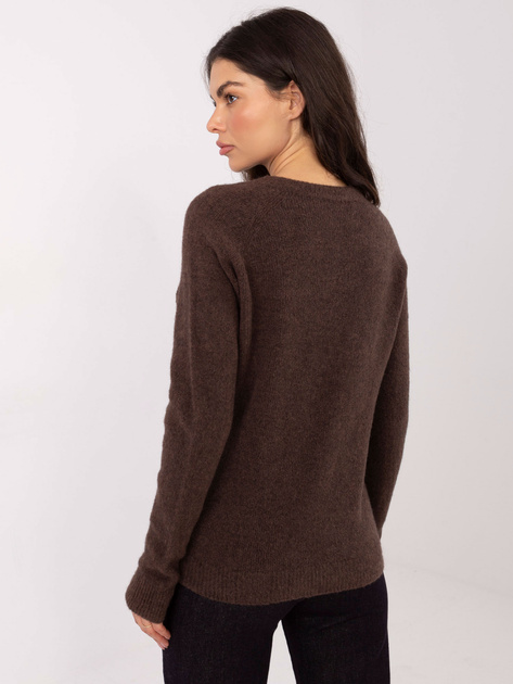Brązowy damski sweter z okrągłym dekoltem