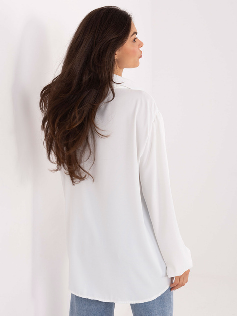 Biała długa bluzka z kołnierzykiem