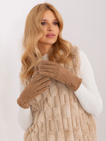 Hurt Camelowe zimowe rękawiczki z guzikami 