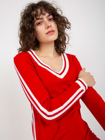 Hurt Czerwona midi sukienka dresowa z dekoltem w serek