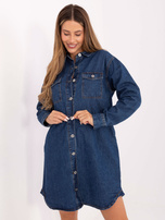 Ciemnoniebieska jeansowa sukienka z kieszeniami SUBLEVEL